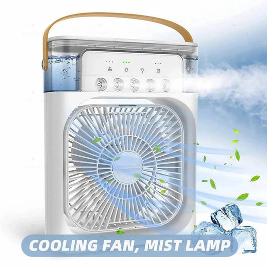 Portable Air Conditioner Fan: USB Electric Fan with LED Night Light, Fine Mist Water, and Humidifier Function | Led Night Light Water - 10 inch