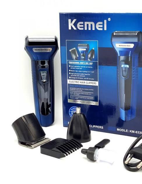 Kemei KM-6330 - 3 In 1 Professional Hair Trimmer Nose Beard Trimmer Safe | Rechargable Hair Remover‏