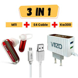 bundle 5 / M11 buletooth + E4 cable + kw300 charger 1 | M11 Bluetooth Headset