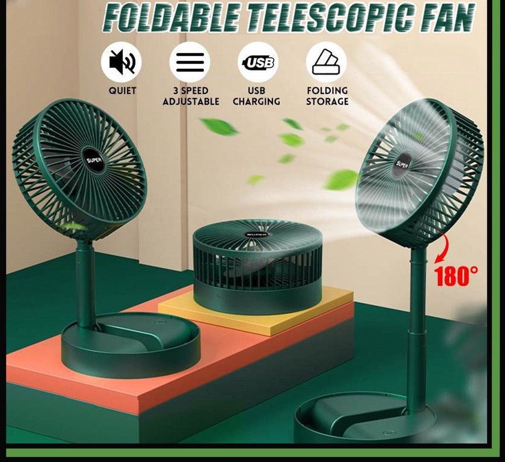 Rechargeable Telescopic Folding Fan | USB Foldable ,Portable | Table Desk Fan | Telescopic Design Floor | 3 Speeds Adjustable height Fan(random color )