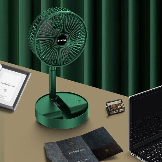 Portable Rechargeable Telescopic Folding Fan | USB Foldable | Table Desk Fan | Telescopic Design Floor | 3 Speeds Rechargeable, Foldable, Adjustable height Fan (Random Color)