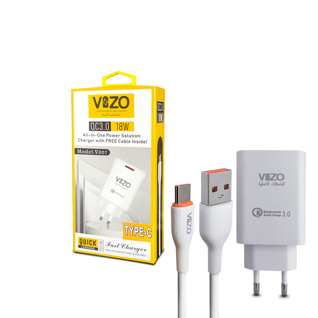 VIZO V007 Type C 18W Fast Charging 1 USB Port | Android Mobile Phone Charging Adapter